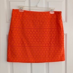 Banana Republic Vibrant Orange Eyelet Mini Skirt